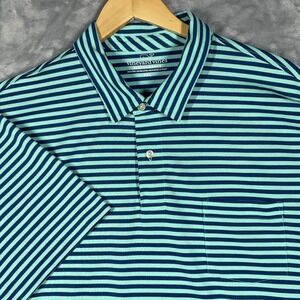 Vineyard Vines Performance Polo Mens XXL Blue Teal Striped Pima Cotton Stretch